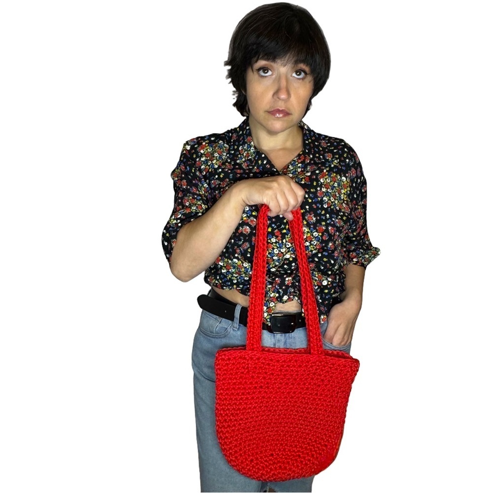 Warren Reed - Vintage knit-rope bag with lining and zipper closure